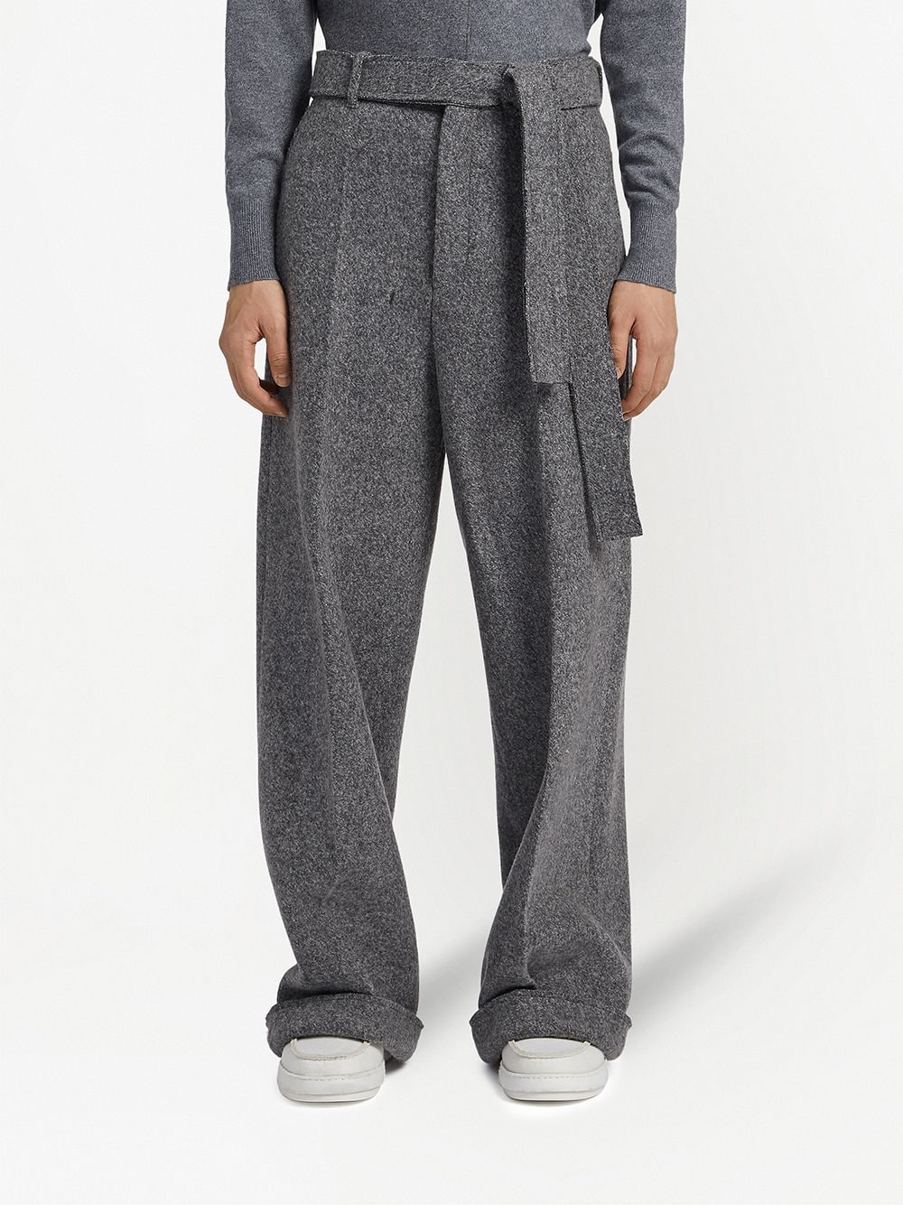 wide-leg wool trousers