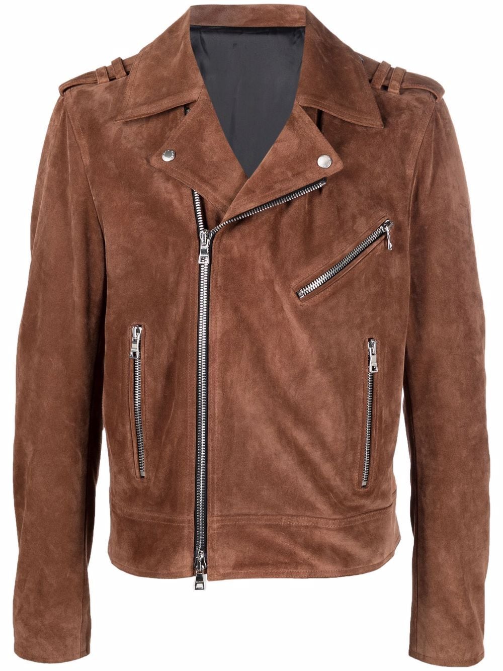 x Netflix suede fringe-trim biker jacket