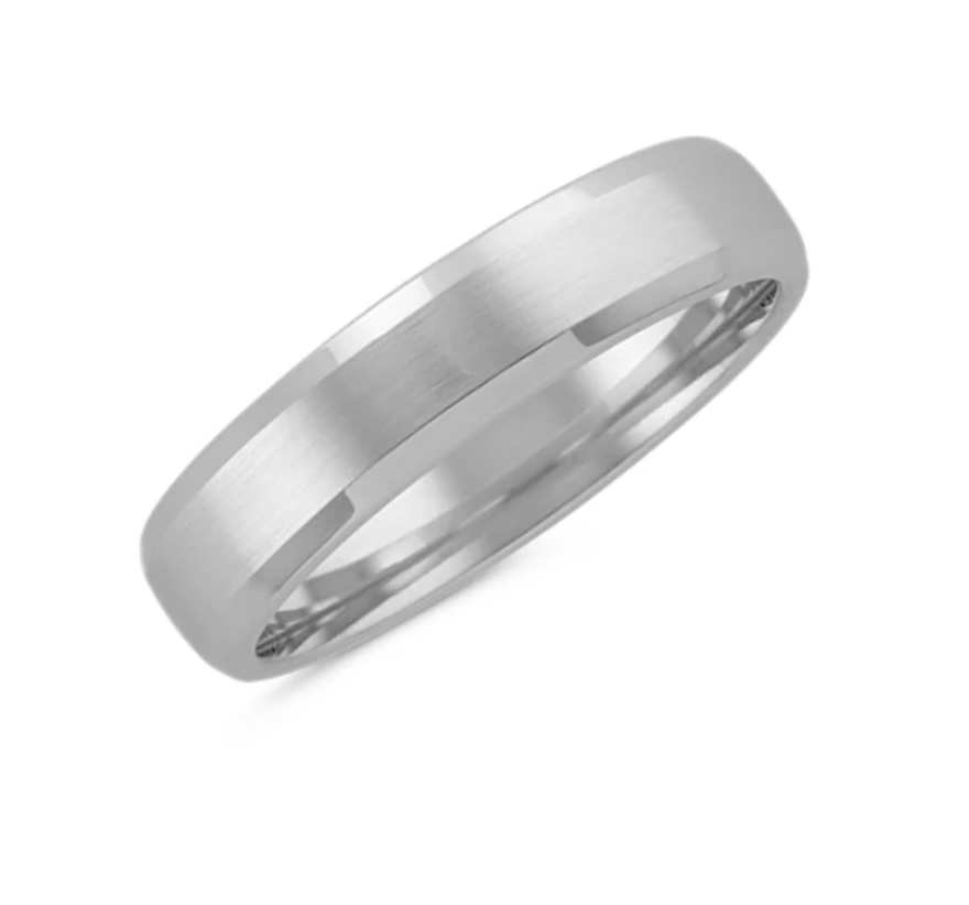Comfort Fit Mens Ring in 14k White Gold (5mm)