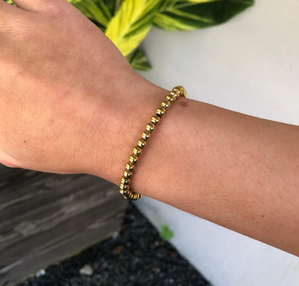 5MM GOLD BEADED BRACELET