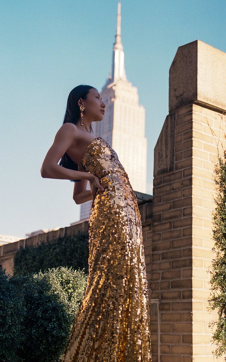 Strapless Sequined Column Gown