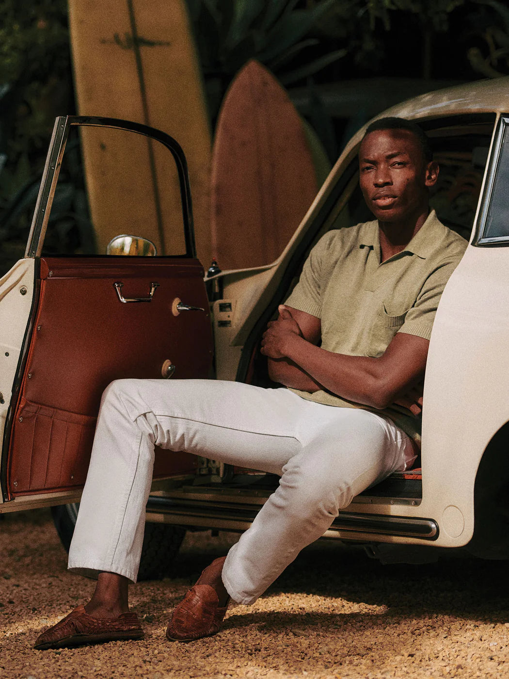 ITALIAN SLUB LINEN S/S FULL PLACKET POLO