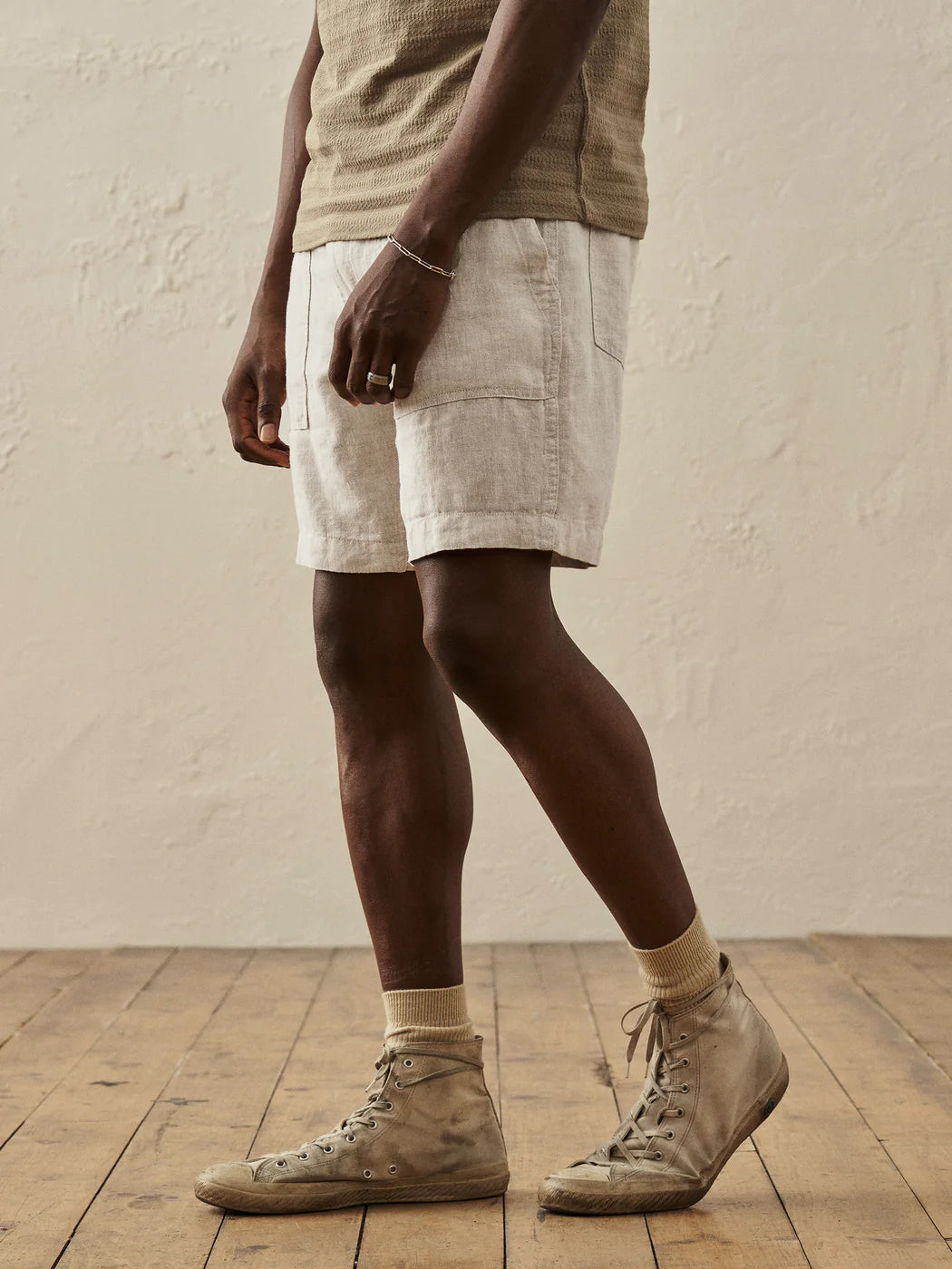 LOOMED LINEN FATIGUE SHORT