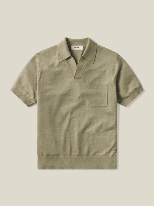 ITALIAN SLUB LINEN S/S FULL PLACKET POLO