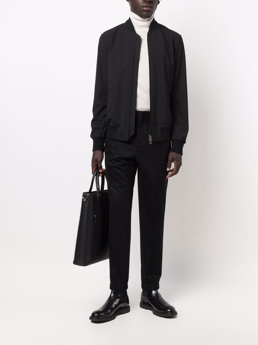 rib-trimmed bomber jacket