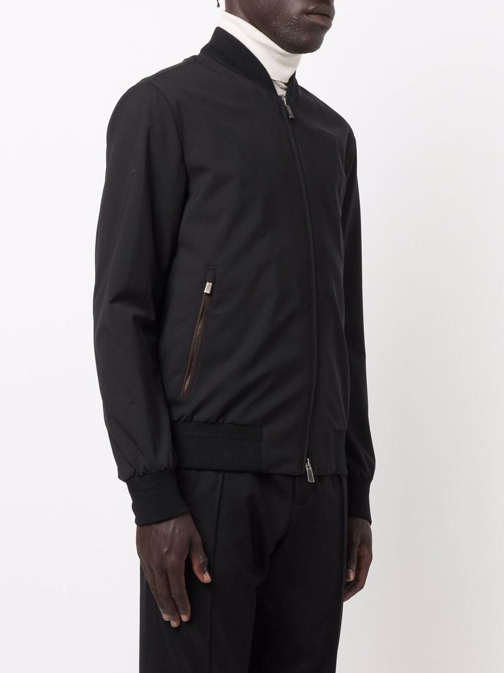 rib-trimmed bomber jacket
