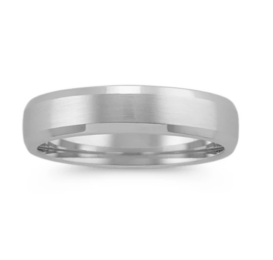 Comfort Fit Mens Ring in 14k White Gold (5mm)