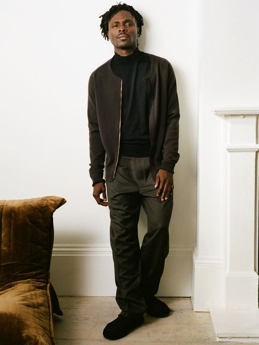 rib-trimmed bomber jacket