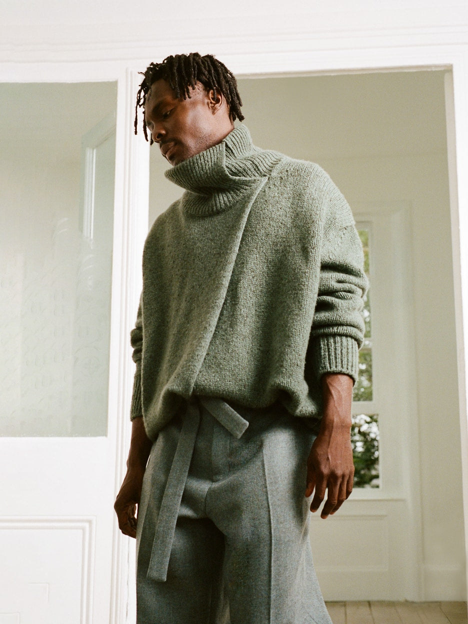 wide-leg wool trousers