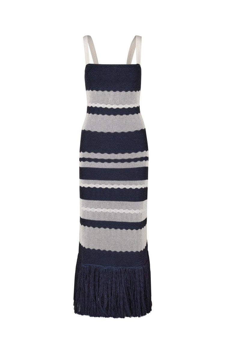 Picnic On The Riviera Striped Cotton-Knit Dress
