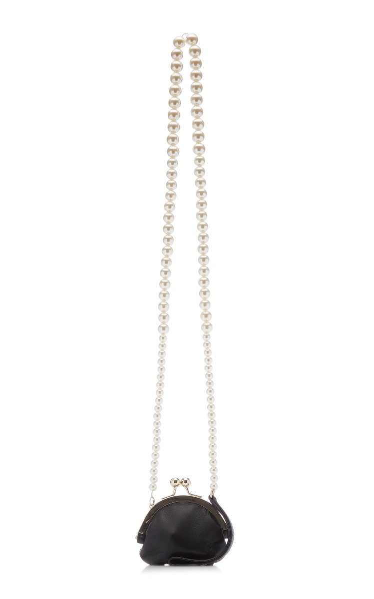 Pearl-Embellished Leather Coin Purse