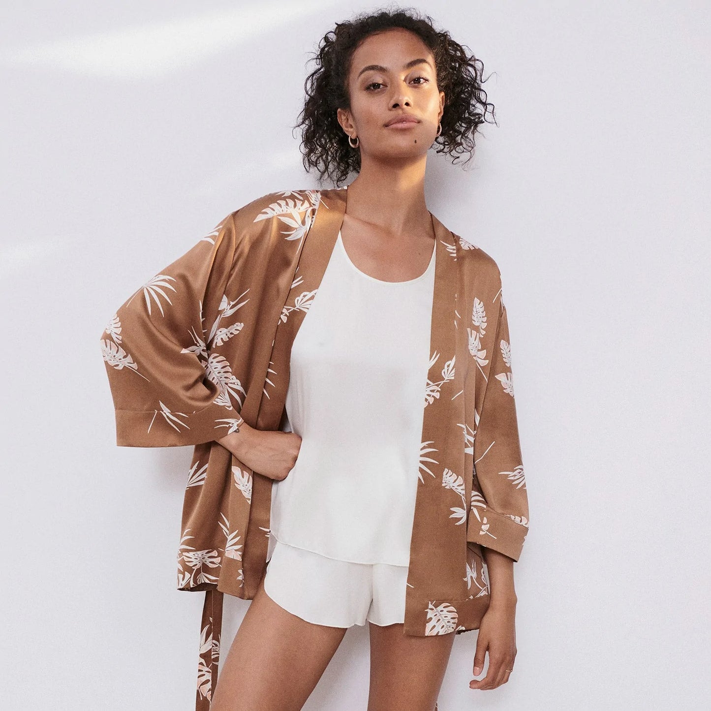 Washable Silk Short Robe